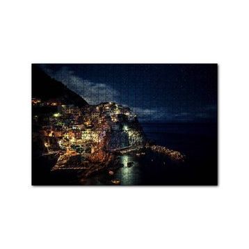 Cakapuzzle İtalya Manarola Sahil Kasabası Gece Manzarası 120 Parça Ahşap Puzzle
