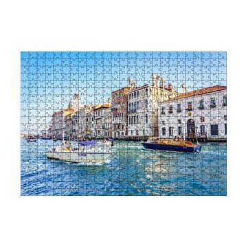 Cakapuzzle İtalya Venedik Binalar ve Kanalda Tekneler 120 Parça Ahşap Puzzle