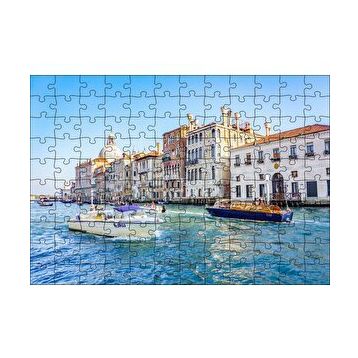 Cakapuzzle İtalya Venedik Binalar ve Kanalda Tekneler 120 Parça Ahşap Puzzle