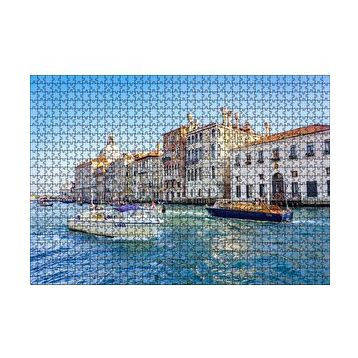 Cakapuzzle İtalya Venedik Binalar ve Kanalda Tekneler 120 Parça Ahşap Puzzle