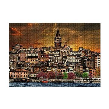 Cakapuzzle Kabataş ve Galata Kulesi Dijital Modifiyeli 120 Parça Ahşap Puzzle
