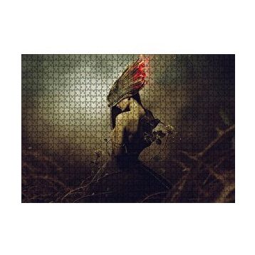 Cakapuzzle Kadın Karga Kanatlar ve Alevler Kompozisyon 120 Parça Ahşap Puzzle