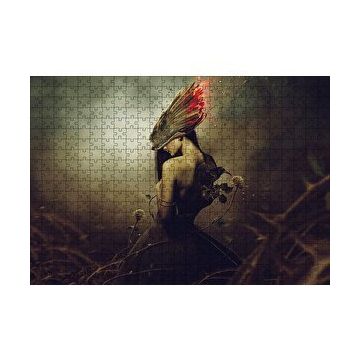 Cakapuzzle Kadın Karga Kanatlar ve Alevler Kompozisyon 120 Parça Ahşap Puzzle