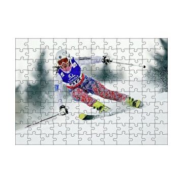 Cakapuzzle Kadın Kayakçı Siporu 120 Parça Ahşap Puzzle