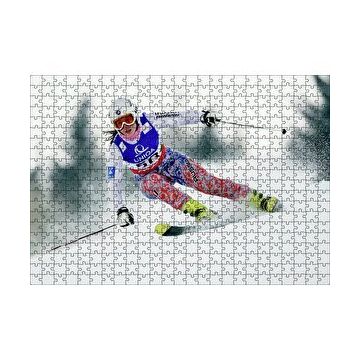 Cakapuzzle Kadın Kayakçı Siporu 120 Parça Ahşap Puzzle