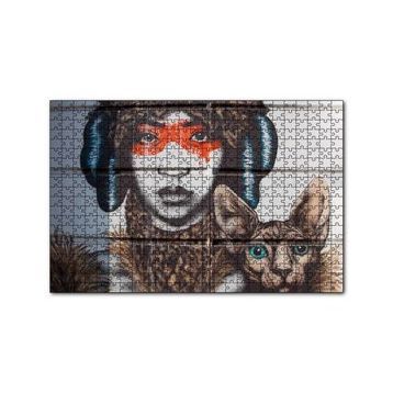 Cakapuzzle Kadın ve Kedisi Duvar Boyama 120 Parça Puzzle