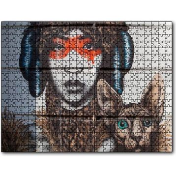 Cakapuzzle Kadın ve Kedisi Duvar Boyama 120 Parça Puzzle