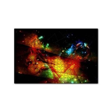 Cakapuzzle Kadın Yüzü Geometrik Şekiller ve Spot Işıklar Yapboz MDF Puzzle