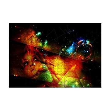 Cakapuzzle Kadın Yüzü Geometrik Şekiller ve Spot Işıklar Yapboz MDF Puzzle