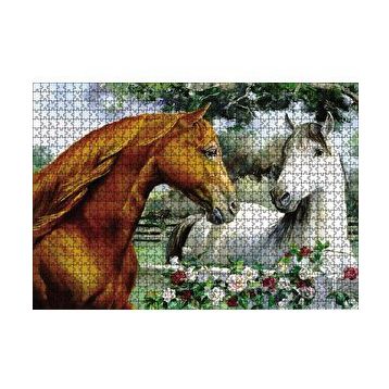Cakapuzzle Kahve Beyz Renk Atlar 120 Parça Ahşap Puzzle