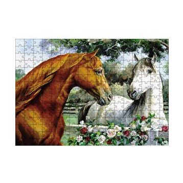 Cakapuzzle Kahve Beyz Renk Atlar 120 Parça Ahşap Puzzle