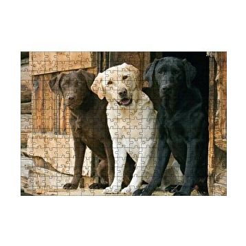 Cakapuzzle Kahve Krem ve Siyah Labradorlar 120 Parça Ahşap Puzzle