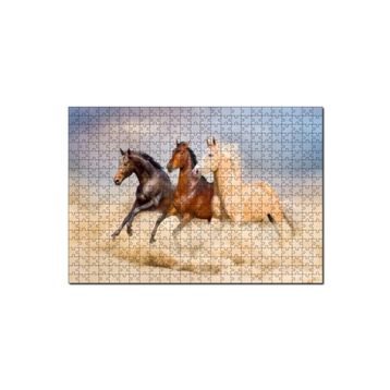 Cakapuzzle Kahve Renk Tonlarındaki Üç At Görseli 120 Parça Ahşap Puzzle