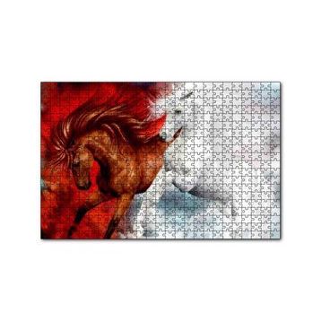 Cakapuzzle Kahverengi At Kızıl Zemin Beyaz At 120 Parça Puzzle