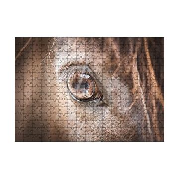 Cakapuzzle Kahverengi Atın Gözü Yakın Çekim 120 Parça Ahşap Puzzle