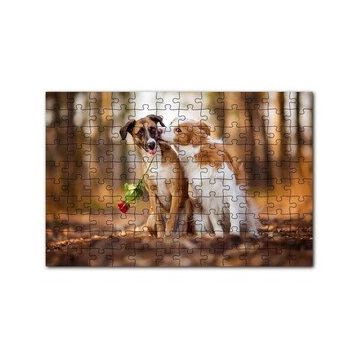 Cakapuzzle Kahverengi Beyaz Aşık Köpekler 120 Parça Puzzle