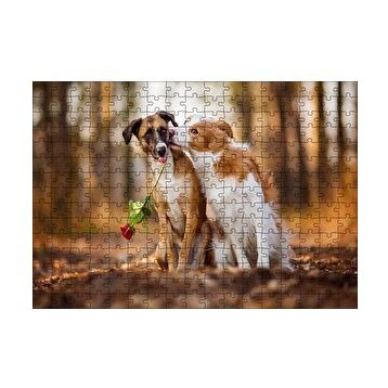 Cakapuzzle Kahverengi Beyaz Aşık Köpekler 120 Parça Puzzle
