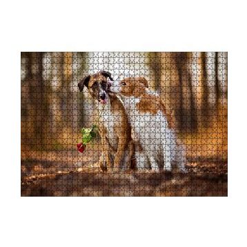 Cakapuzzle Kahverengi Beyaz Aşık Köpekler 120 Parça Puzzle