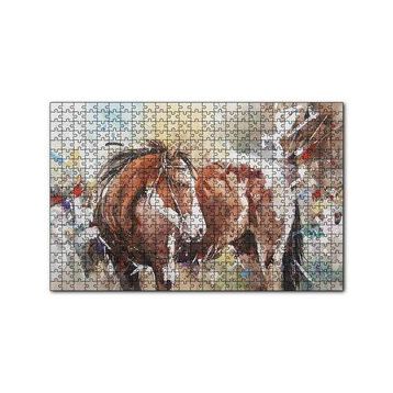 Cakapuzzle Kahverengi Beyaz At Büyük Fırça Darbeleri 120 Parça Puzzle