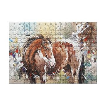 Cakapuzzle Kahverengi Beyaz At Büyük Fırça Darbeleri 120 Parça Puzzle