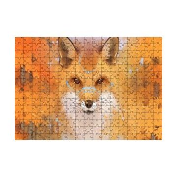 Cakapuzzle Kahverengi Beyaz Tilki ve Arkaplanda Ağaçlar 120 Parça Ahşap Puzzle