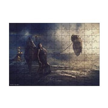 Cakapuzzle Kale Yüzen Kayalık Kız ve At 120 Parça Ahşap Puzzle