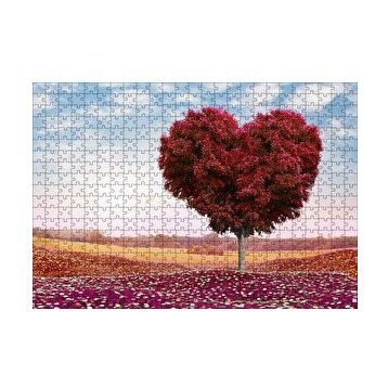 Cakapuzzle Kalp Şeklinde Ağaç Kızıl Yapraklar 120 Parça Puzzle