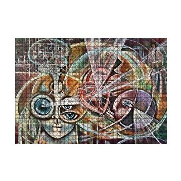 Cakapuzzle Kalp ve Yüzler Soyut Kompozisyon 120 Parça Ahşap Puzzle