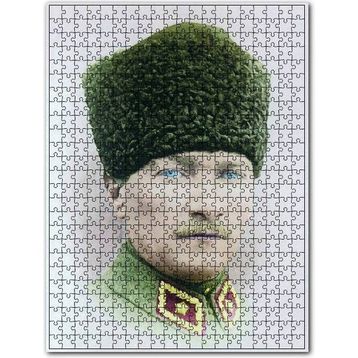 Cakapuzzle Kalpaklı Atatürk Portresi Renkli Görsel Ahşap 1000 Parça Puzzle