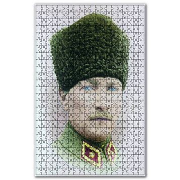 Cakapuzzle Kalpaklı Atatürk Portresi Renkli Görsel Ahşap 500 Parça Puzzle