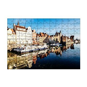 Cakapuzzle Kanalda Tekneler ve Güneşli Tarihi Binalar 120 Parça Ahşap Puzzle