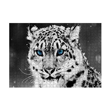 Cakapuzzle Kar Leoparı ve Mavi Gözleri 120 Parça Ahşap Puzzle