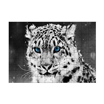 Cakapuzzle Kar Leoparı ve Mavi Gözleri 120 Parça Ahşap Puzzle
