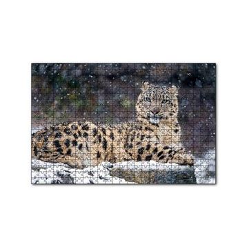 Cakapuzzle Kar Yağışı Ve Leopar Görseli 120 Parça Ahşap Puzzle