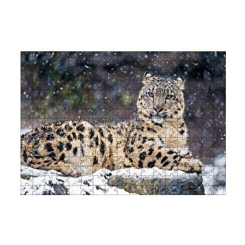Cakapuzzle Kar Yağışı Ve Leopar Görseli 120 Parça Ahşap Puzzle