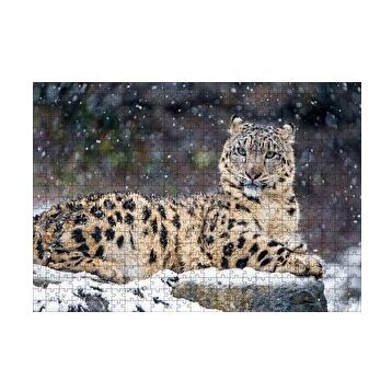 Cakapuzzle Kar Yağışı Ve Leopar Görseli 120 Parça Ahşap Puzzle