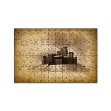 Cakapuzzle Kara Kalem Sanat Çalışması Şato Görseli 120 Parça Ahşap Puzzle