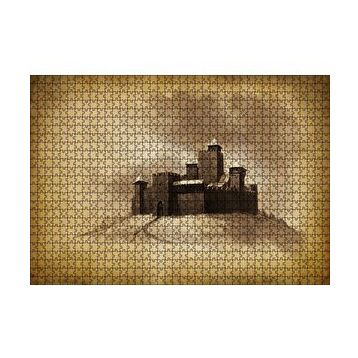 Cakapuzzle Kara Kalem Sanat Çalışması Şato Görseli 120 Parça Ahşap Puzzle