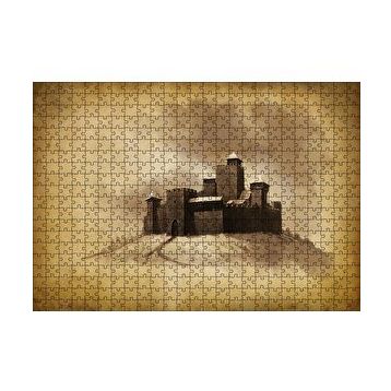 Cakapuzzle Kara Kalem Sanat Çalışması Şato Görseli 120 Parça Ahşap Puzzle