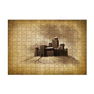 Cakapuzzle Kara Kalem Sanat Çalışması Şato Görseli 120 Parça Ahşap Puzzle