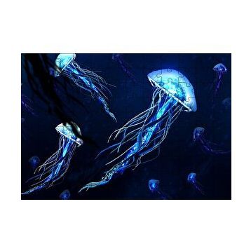Cakapuzzle Karanlık Sular Neon Denizanaları 120 Parça Ahşap Puzzle