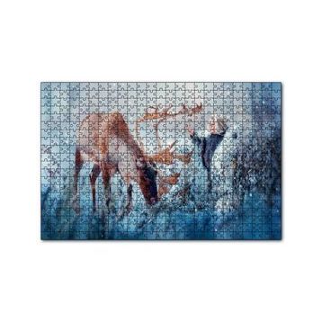 Cakapuzzle Karda Bir Çocukla Ren Geyiği 120 Parça Puzzle