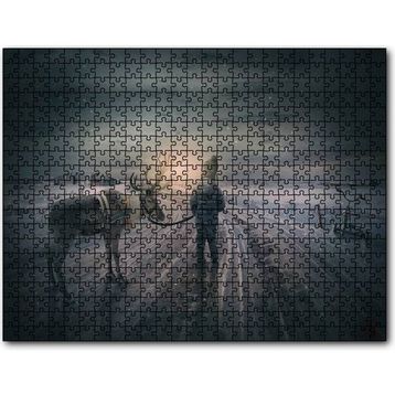 Cakapuzzle Karda Bir Çocukla Ren Geyiği 120 Parça Puzzle