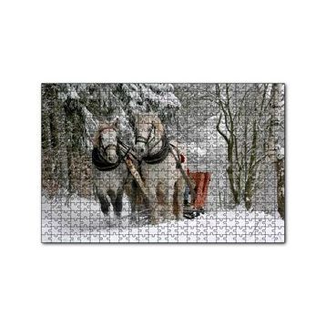 Cakapuzzle Karda Kızak Çeken Bir Çift At 255 Parça Puzzle