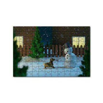 Cakapuzzle Kardan Adam ve Oyun İsteyen Köpek 120 Parça Ahşap Puzzle