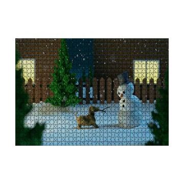 Cakapuzzle Kardan Adam ve Oyun İsteyen Köpek 120 Parça Ahşap Puzzle