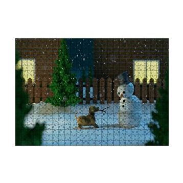 Cakapuzzle Kardan Adam ve Oyun İsteyen Köpek 120 Parça Ahşap Puzzle