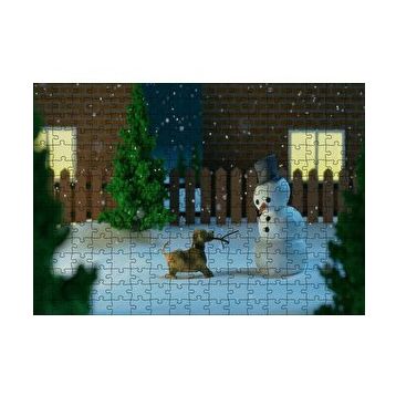 Cakapuzzle Kardan Adam ve Oyun İsteyen Köpek 120 Parça Ahşap Puzzle