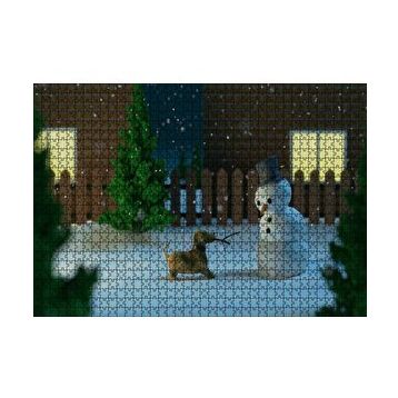 Cakapuzzle Kardan Adam ve Oyun İsteyen Köpek 120 Parça Ahşap Puzzle