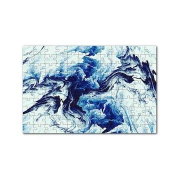 Cakapuzzle Karışan Mavi Beyaz Siyah Dalgalı Desenler 120 Parça Ahşap Puzzle